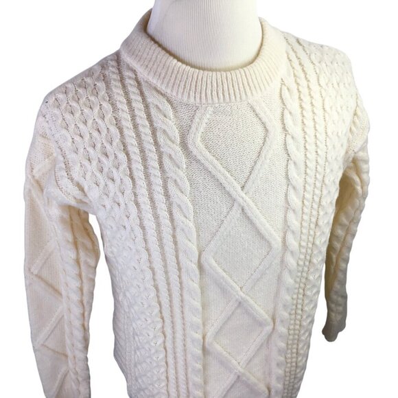 Aelfric Eden Fisherman Cable Knit Sweater Ivory Oversized Unisex M Pullover - Picture 3 of 9